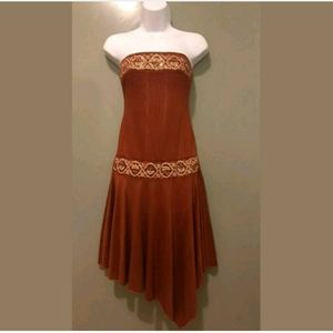 Tribal Strepless E symmetrical Ethnic Middle Eastern Dress w Gold Sequins